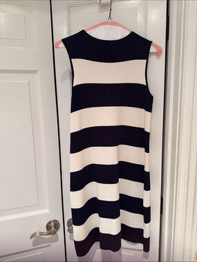 Eliza J Black and White Wide-Stripe Midi Dress